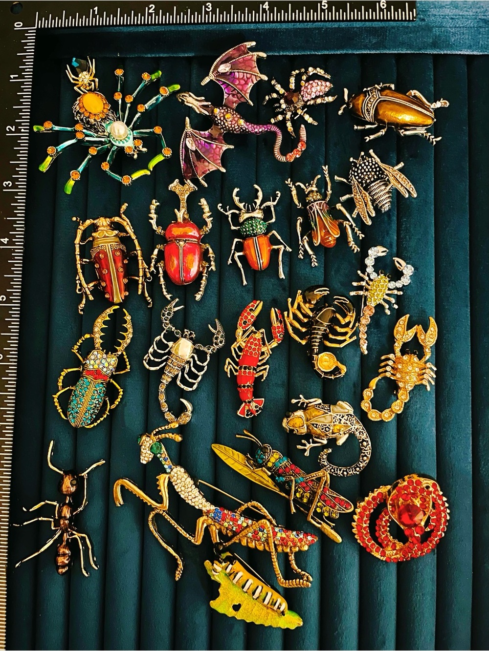 Lot of 22 Costume Insect Brooches Mixed Beetle Spider Scorpion